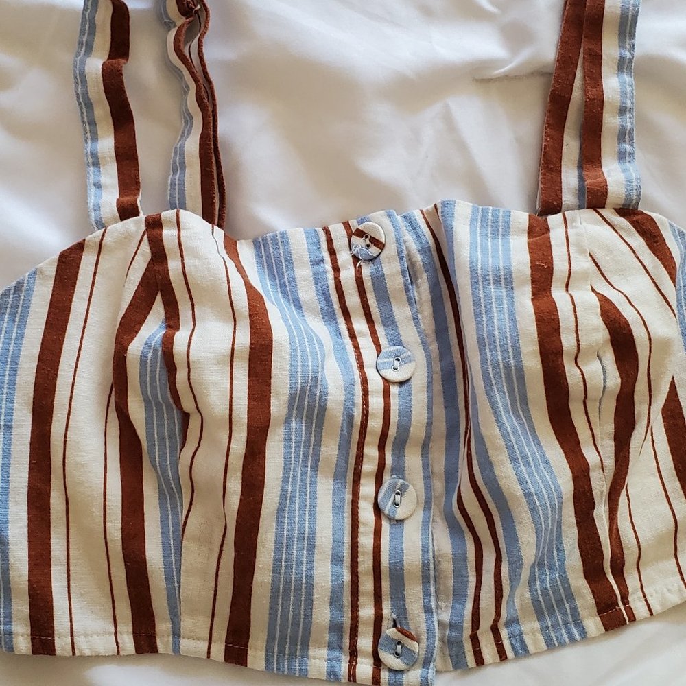 Forever 21 Cropped Sleeveless Striped Top